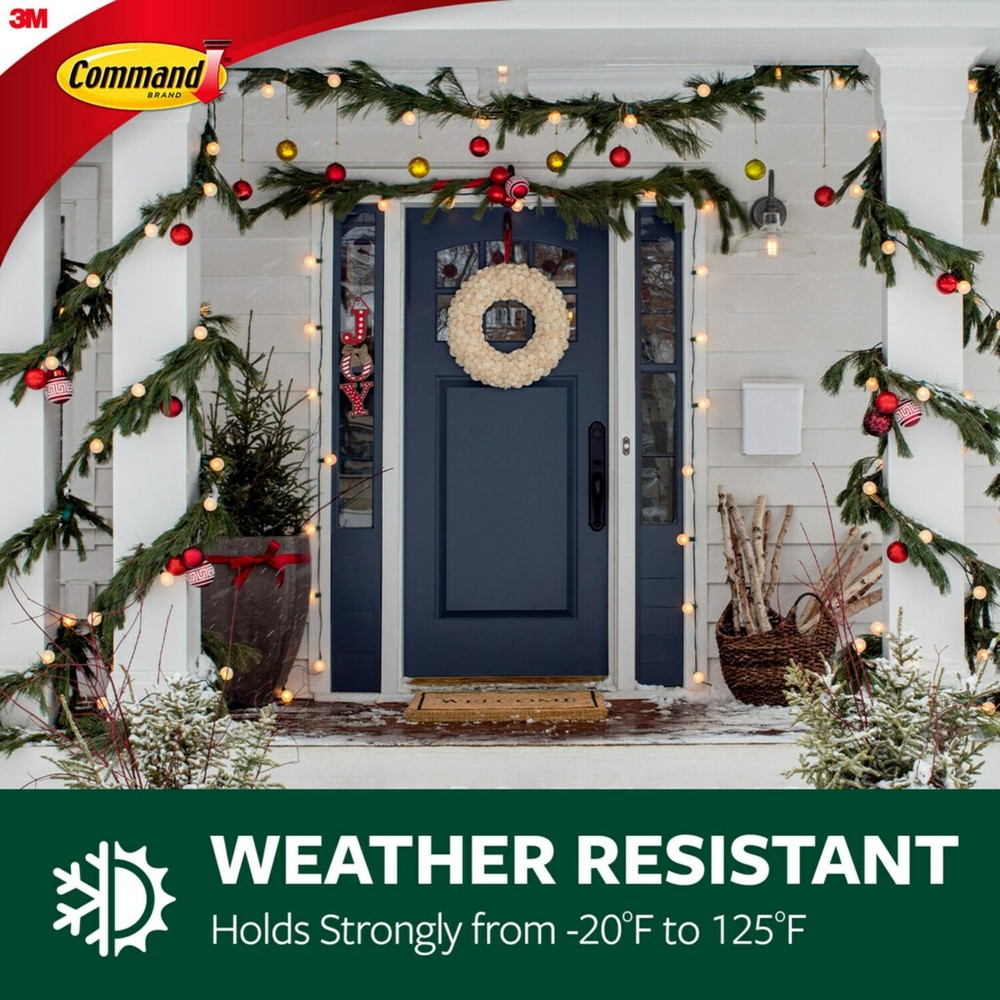 Command Outdoor Terrace Hooks, 2 Hooks and 4 Strips, Medium, Black