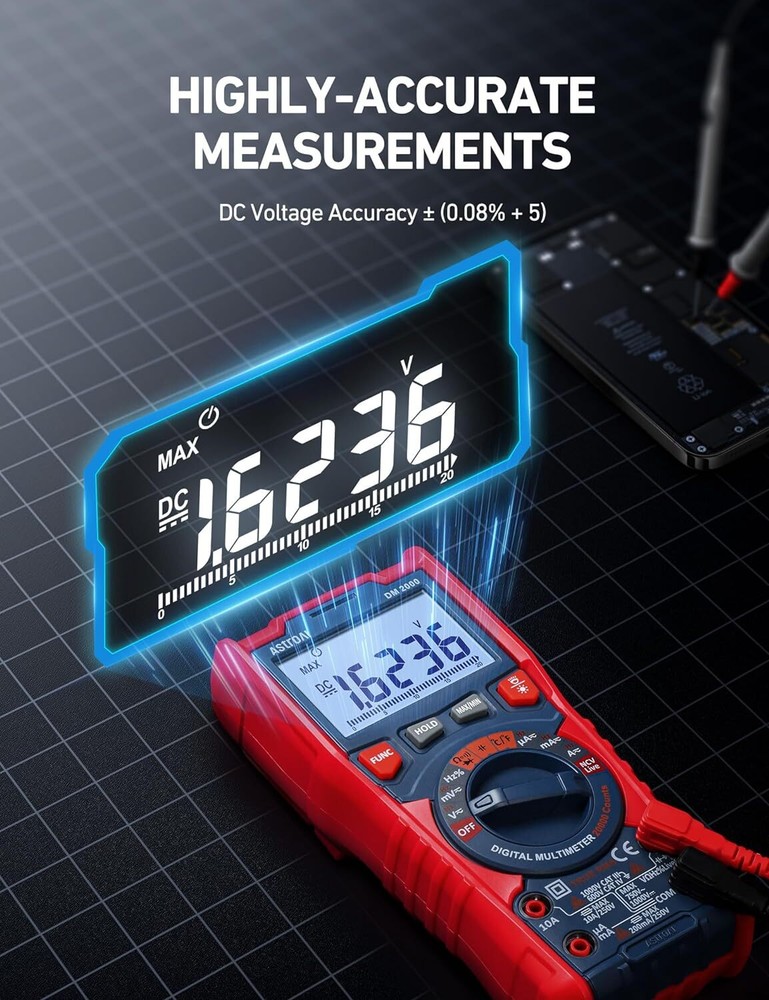 AstroAI Digital Multimeter Tester TRMS 20000 Counts with Higher Resolution...