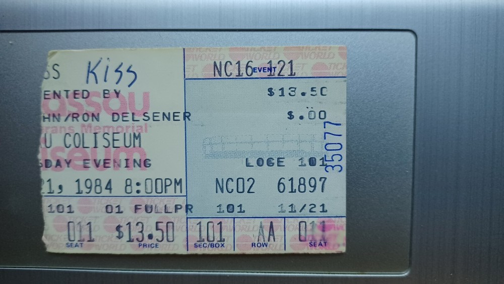 Kiss Ticket Stub Nov 21, 1984 Nassau Coliseum Long Island, NY - RARE