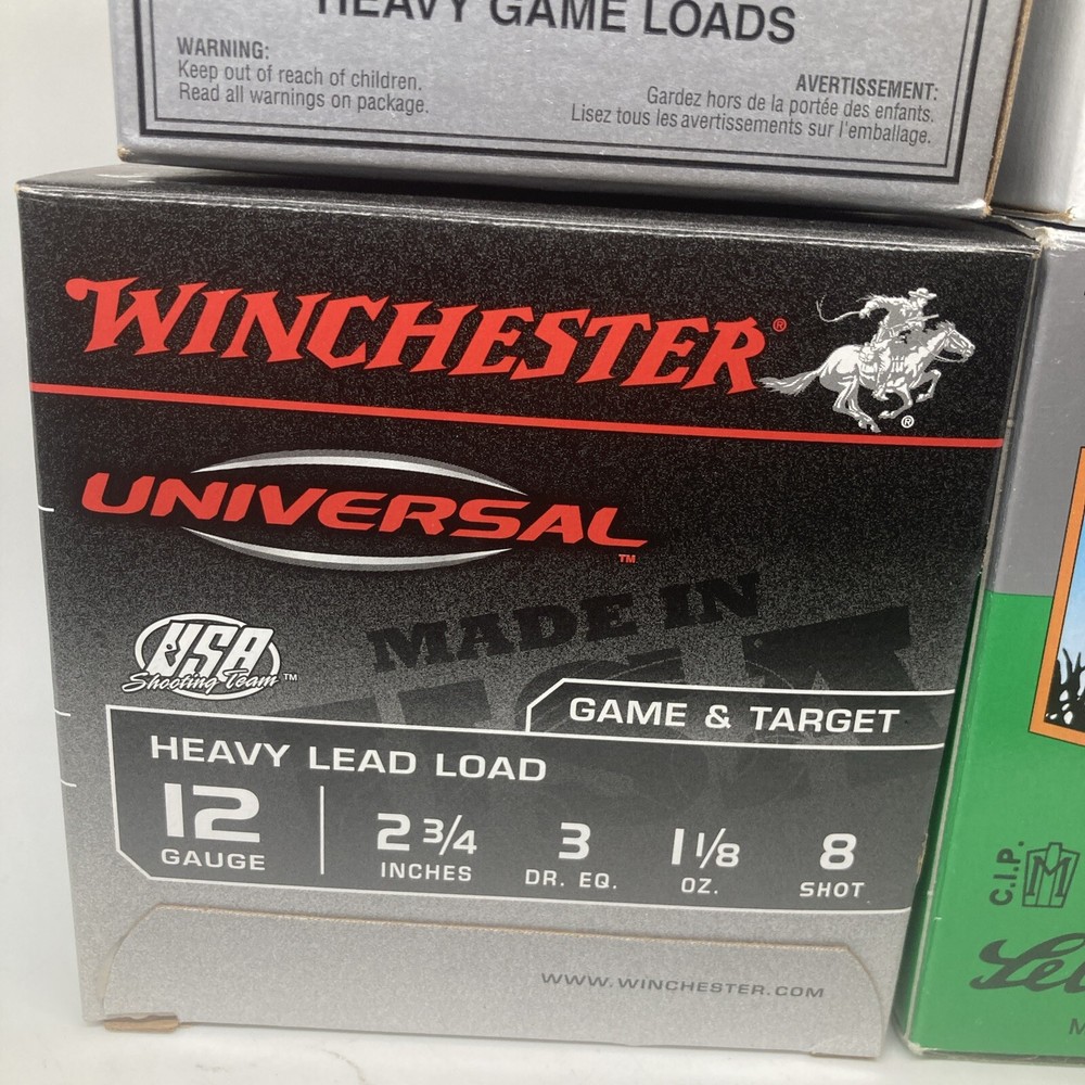 4 Empty Shotgun Shell Boxes, Target Load. Winchester * 3, Sellier & Bellot