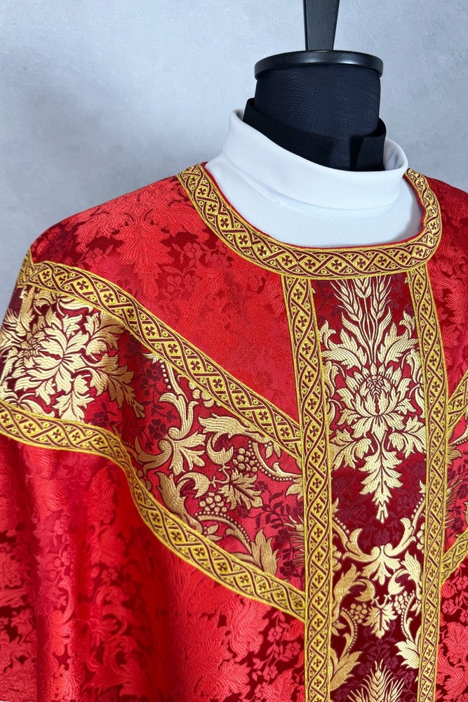 Red Gothic Chasuble, damask, vestment
