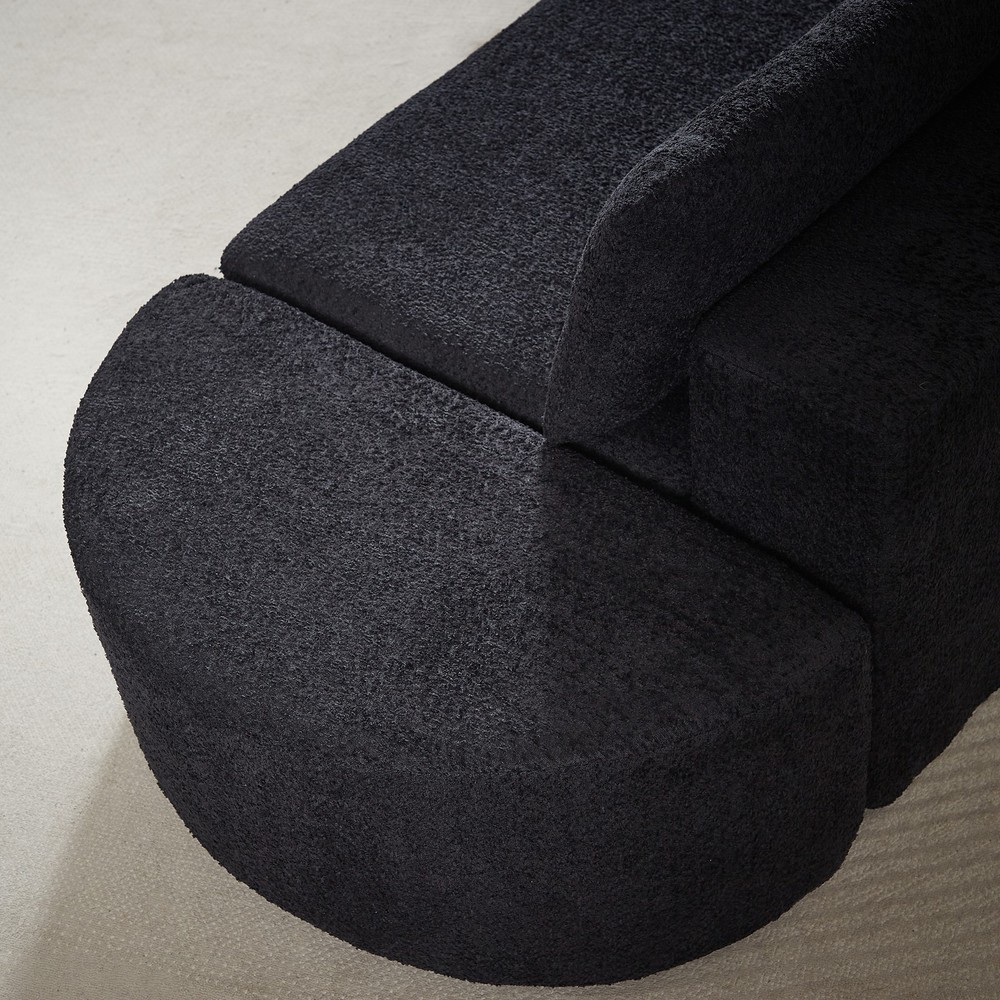 Modular sofa set in chenille fabric, featuring six decorative pillows and four