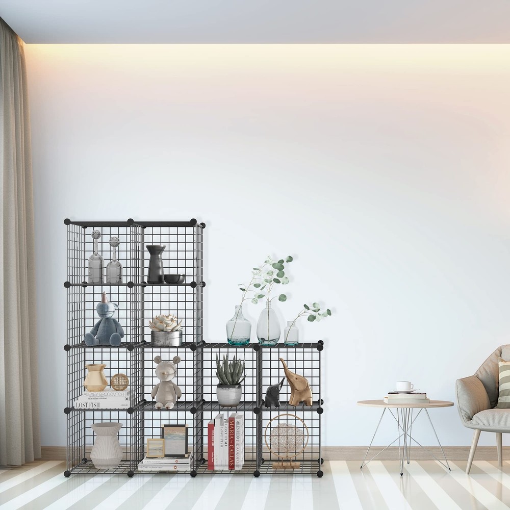 TUMUCUTE Wire Storage Cubes, Metal Storage Shelves Bookshelf, Stackable Modular
