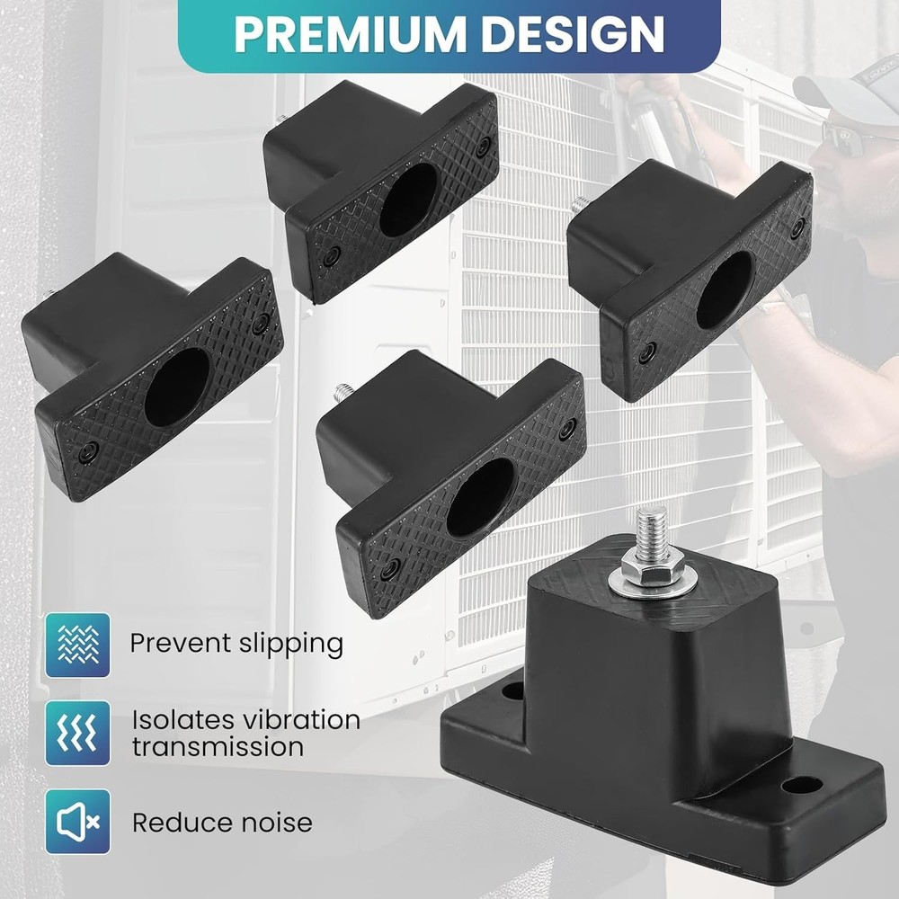 4-Pack Rubber Vibration Isolator Mounting Bracket - Noise Reduction for AC Units