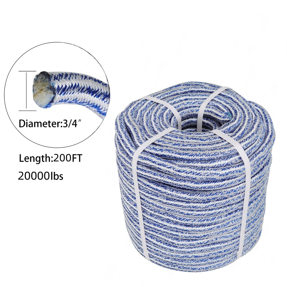 24 Strand Braid Polyester Rope 3/4" × 200' Arborist Tree  Rope 20000Lbs