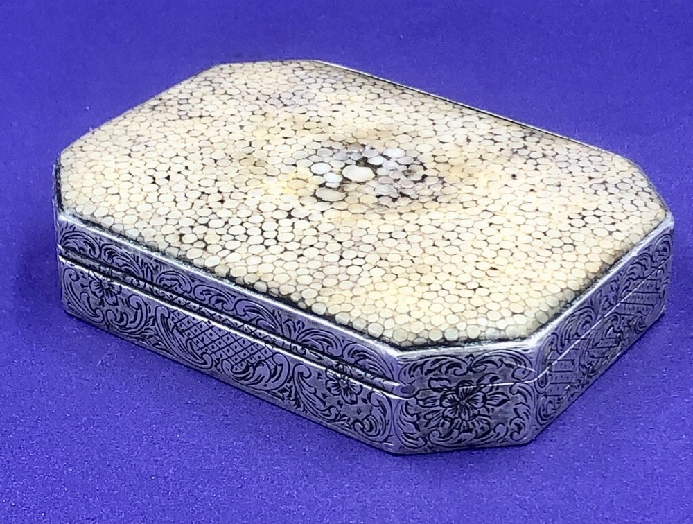 Austrian sterling silver and shagreen snuff box