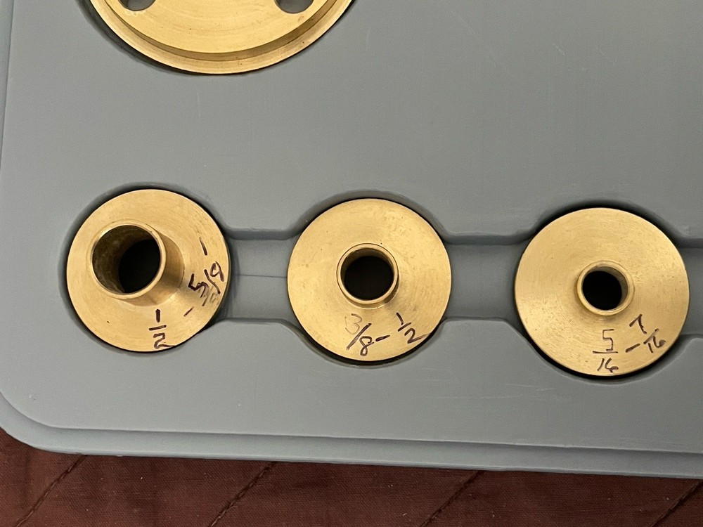 Brass Router Bushing Set - 10 Pc in Plastic Storage Box