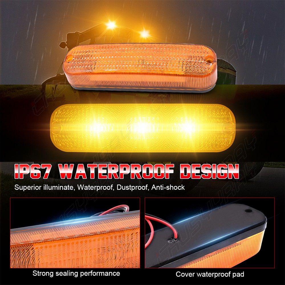 Cab Lights Headlight #AR60250 For Deere Tractor 4pcs LED Amber +White