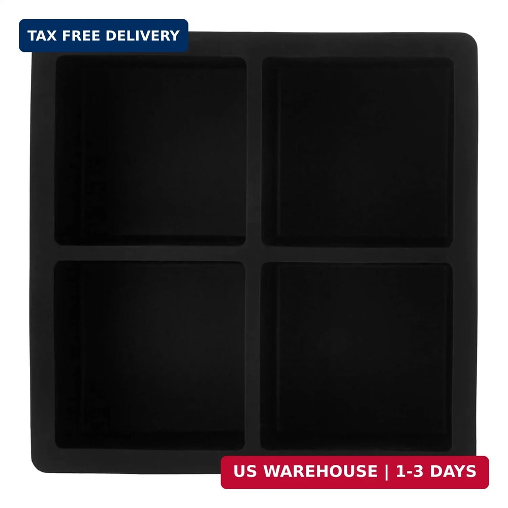 Amazon Basics Large Silicone Square Ice Cube Trays for Freezer, Dishwasher Safe,