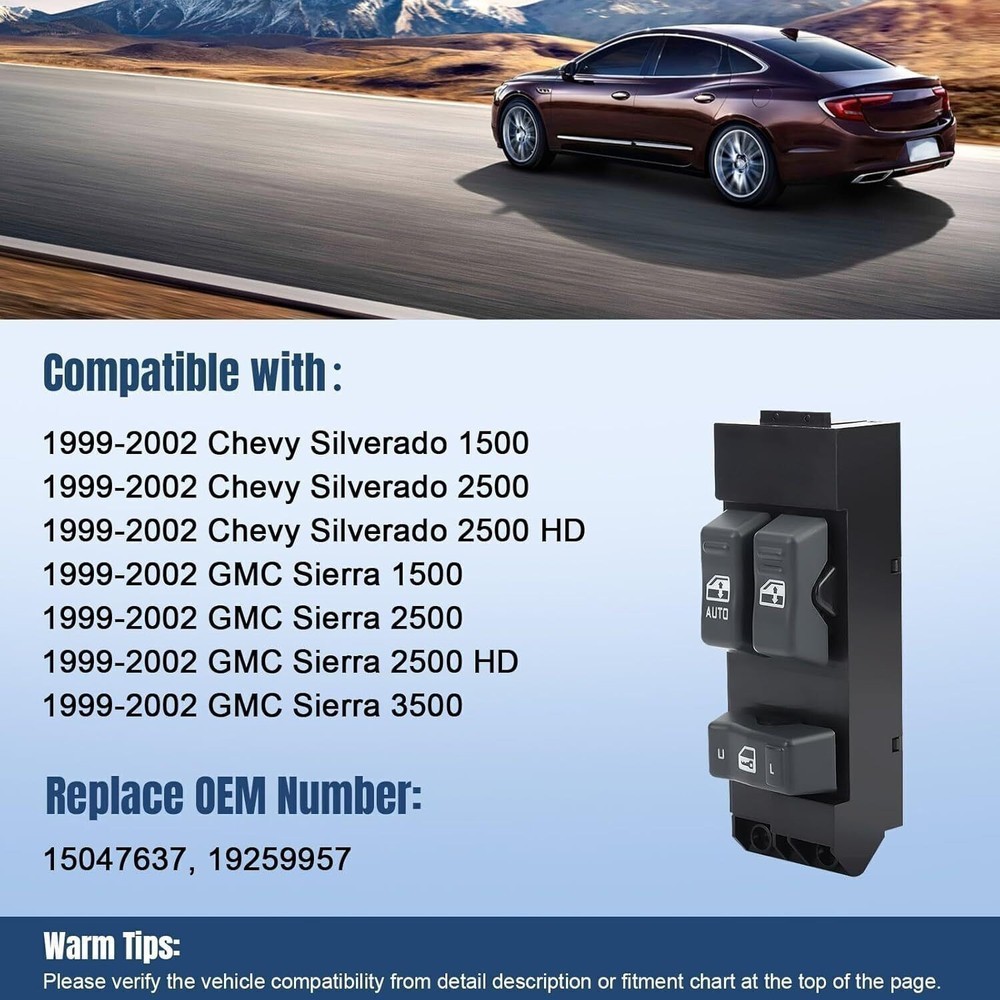 Driver Power Window Master Control Switch For 99-02 Chevy Silverado GMC Jdcubevs