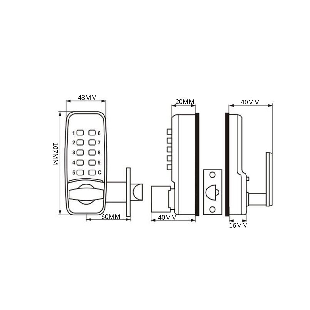 Mechanical Door Lock Keyless Knob Keypad Digital Password Security Combination