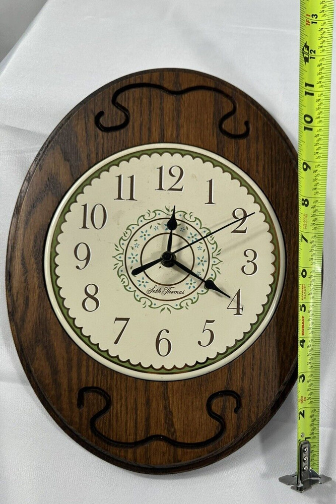 Vintage Seth Thomas Wall Clock Wood & Enamel
