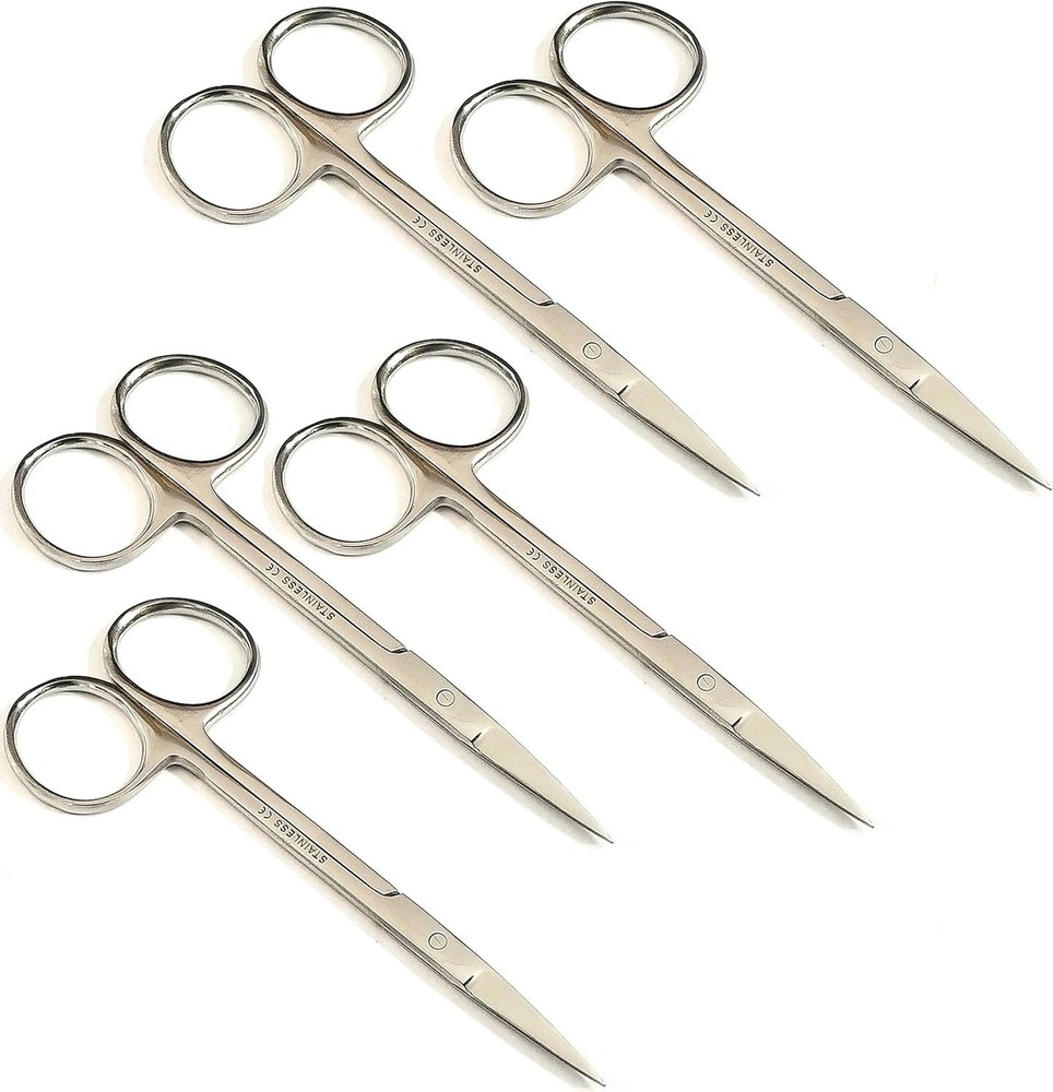 5-Pack Iris Micro Dissecting Lab Sharp Scissors,4.5"(11.43cm)Fine Point Straight