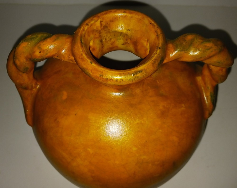 Old World Style Earthen Double Handled Jug / Container / Decor