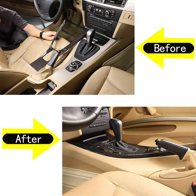 Carbon Fiber Look Center Console Control Panel Cover For BMW E90 E92 E93 08-2012