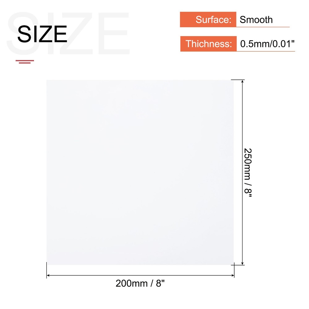 2 PACK 8 x 8 x 0.02 Inch Plastic Sheet White