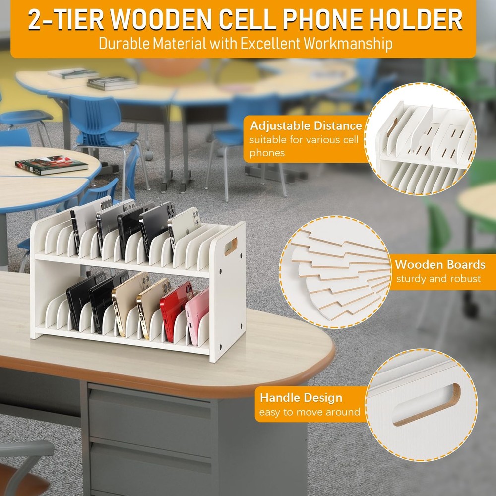 Cell Storage Classroom Cell Holder Adjustable Wooden Multiple Rack Caddy Orga...