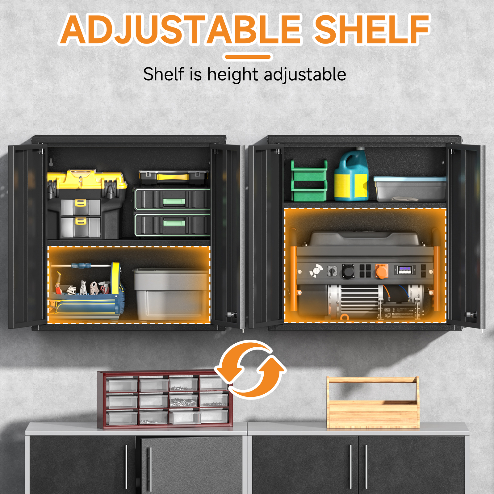 Wall Mounted Metal Lockable Storage Cabinet Garage Wall Cabinet Tool Cabinet