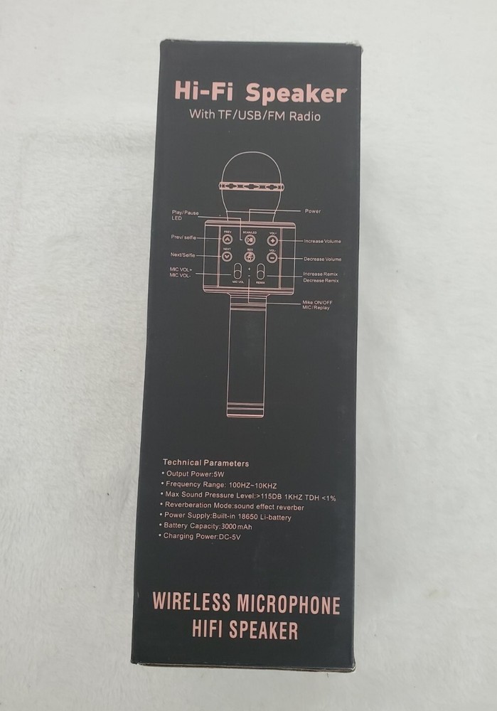 Blue Karaoke Microphone Wireless And Bluetooth With LED Lightning