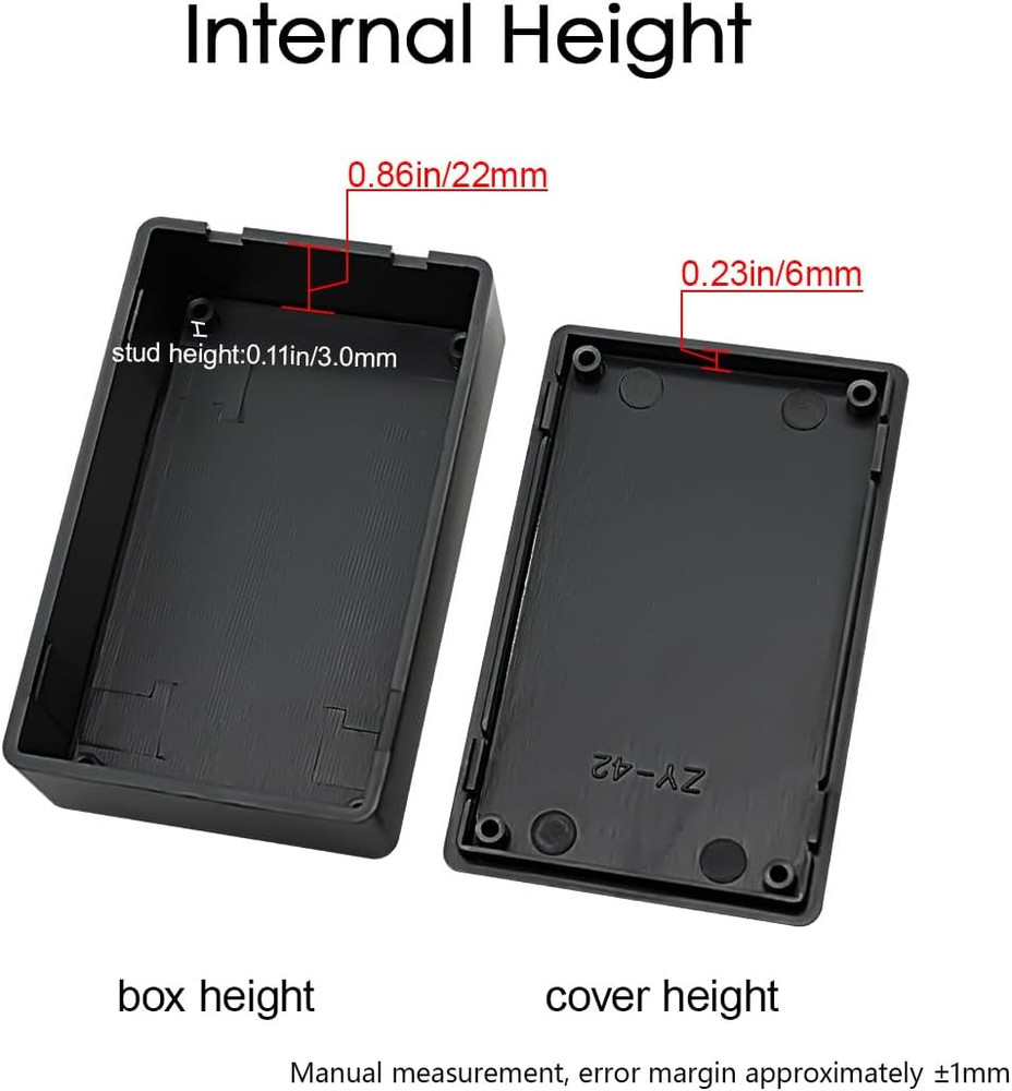 5 Pieces Plastic Project Boxes Junction Case for Electronic Project, Black 3.1 X
