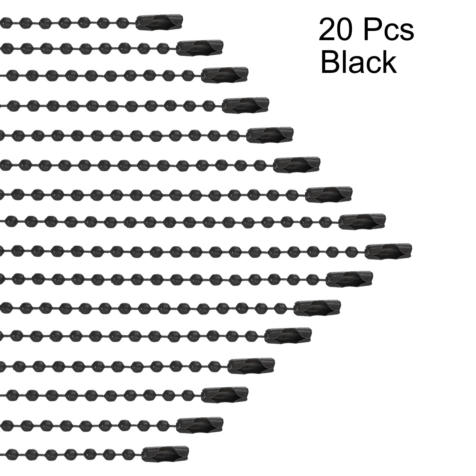 20Pcs Ball Bead Chain Metal Ball Chain with Connectors Black