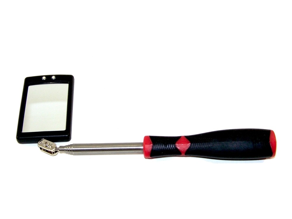 LED Lighted Inspection Mirror Telescoping illuminate Swivel Light Extendable