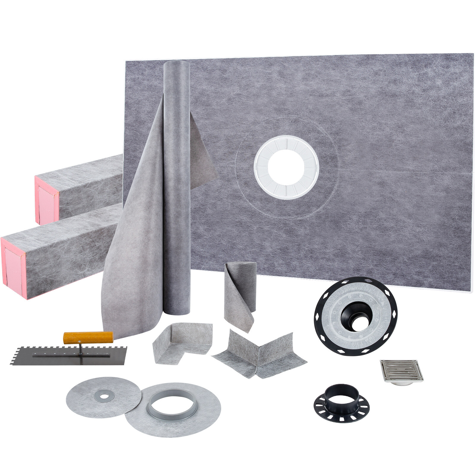 VEVOR Shower Tray Kit Shower Kit Curb 38-48x60-72'' Central/Offset Drain ABS/PVC