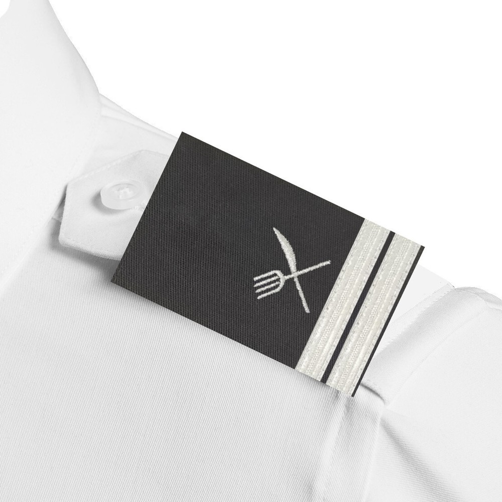 BuyStripes Chef Uniform Shoulder Board Epaulets Silver Knife & Fork & Two Bars