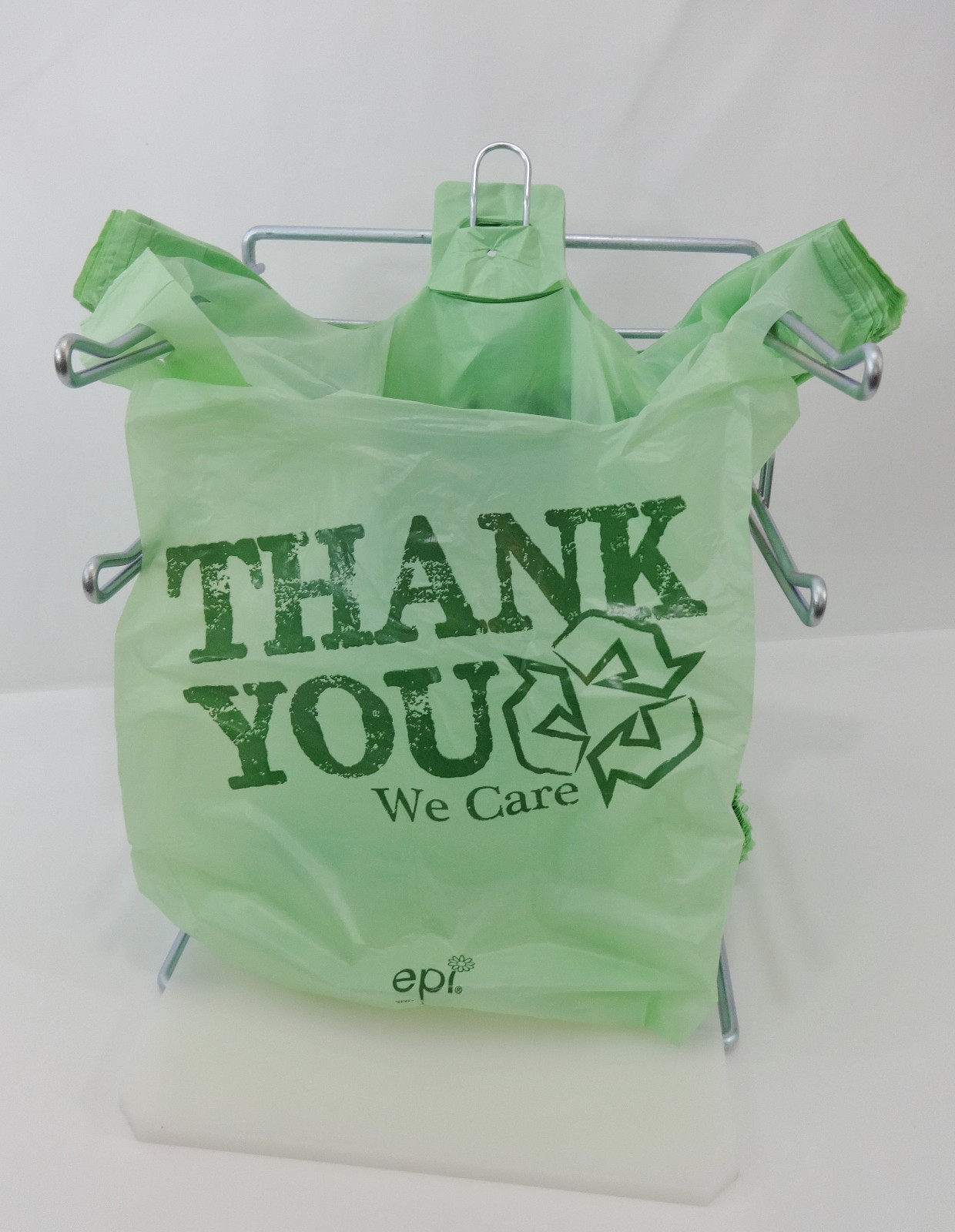 Bio-Degradable THANK YOU T-Shirt Bags 11.5" x 6" x 21" Green Plastic Bags Only