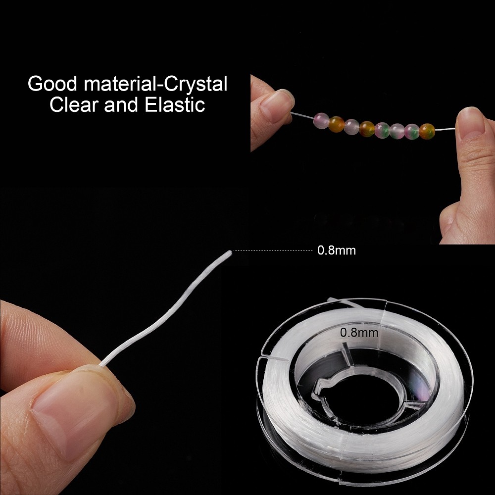 10 Rolls White Stretchy Beading Elastic Thread Flat Crystal Jewelry String Cord