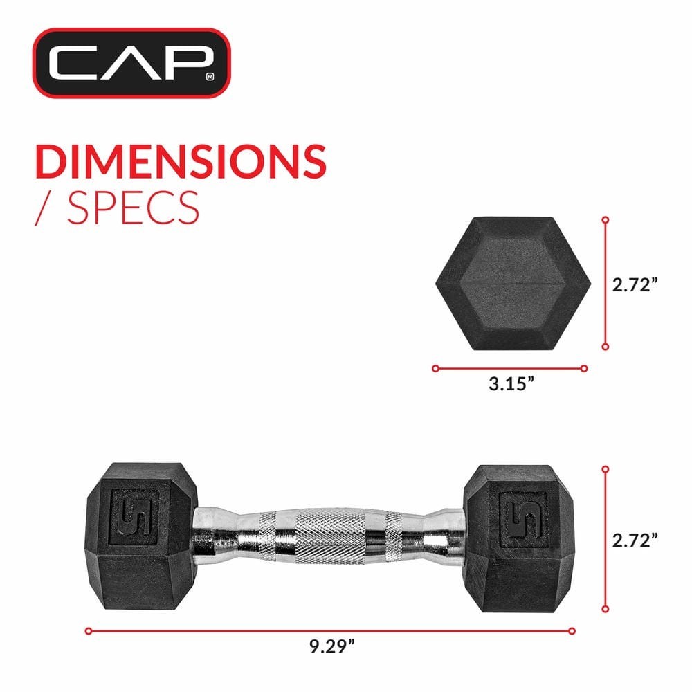 5lb Coated Hex Dumbbells Pair, Non-Roll Design, CAP Barbell