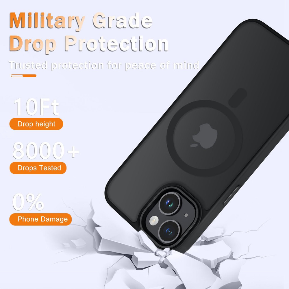 For iPhone 14/13 Case with Screen Protector Slim Magnetic Shockproof Cover