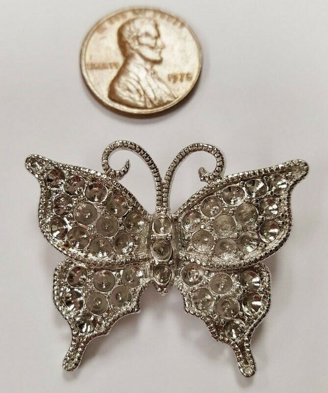 1 Retro Silver Butterfly 30x38mm. Unset Rhinestone Setting Finding E298