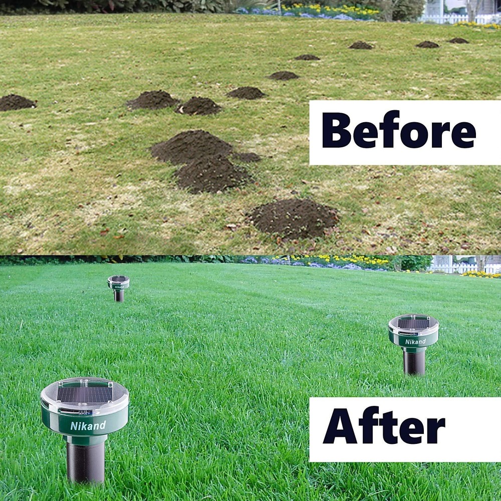 4 Pack Ultrasonic Mole Gopher Repellent Waterproof Sonic Pest Control Device
