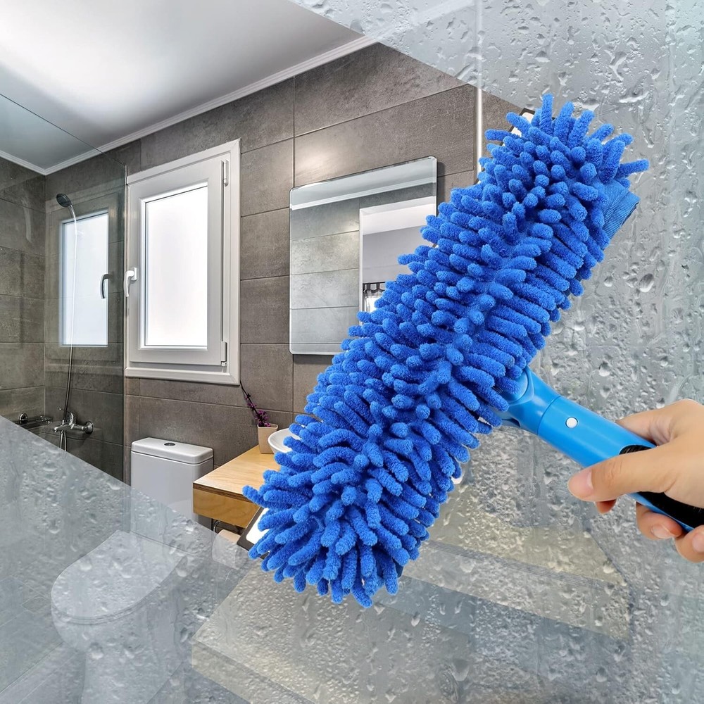Professional 69'' Window Squeegee Cleaner Tool with Extension Pole with Scrubber