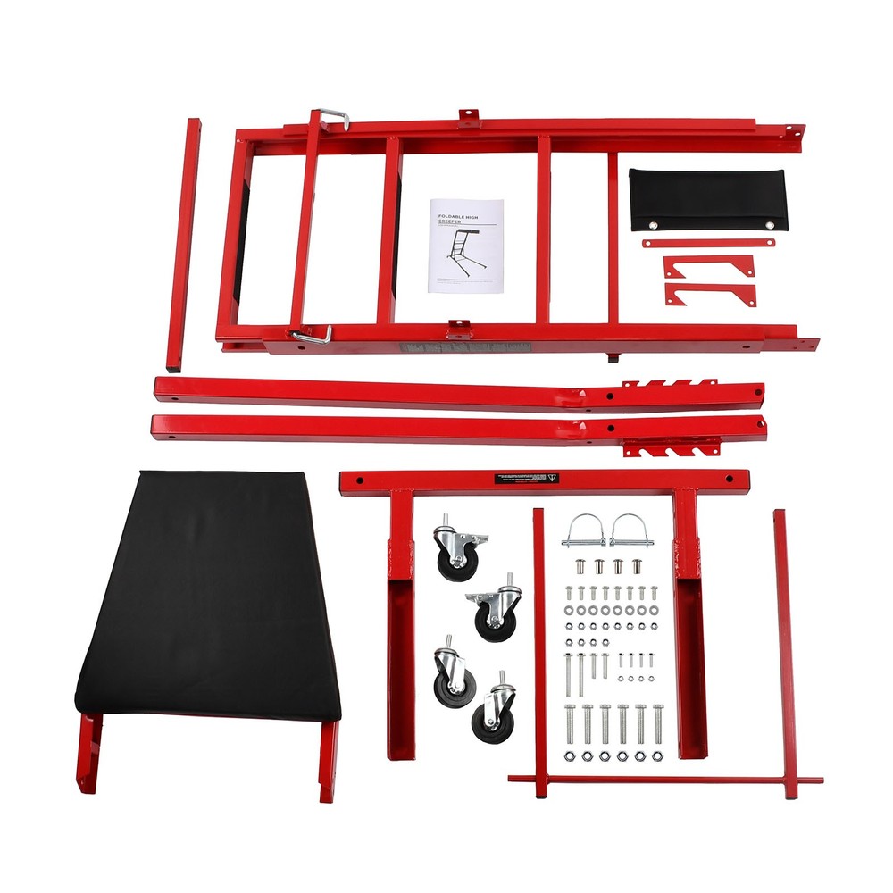 45"-66" Adjustable Height Engine Movable Ladder 400LBS Foldable Topside Creeper