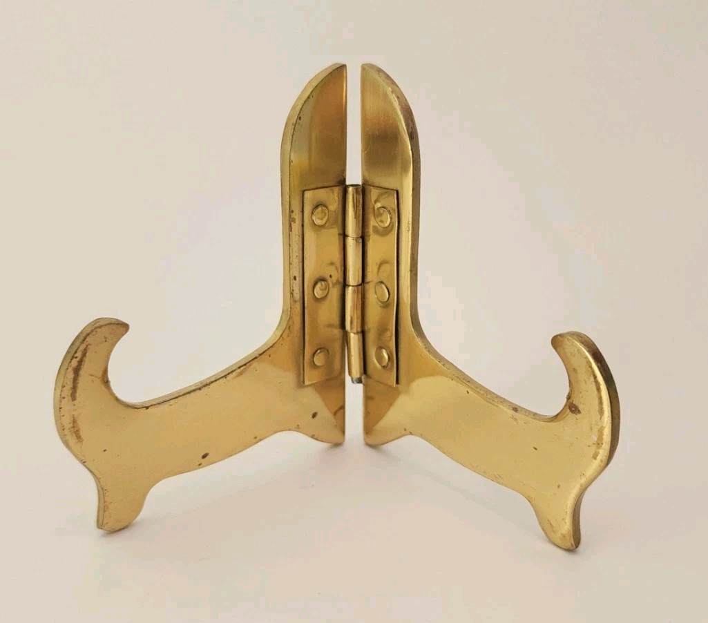 Sturdy Brass Vintage Small Picture Display Easel Stand 3” x 4.5”