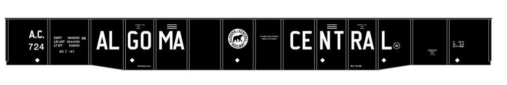 K4 O Scale Decals Algoma Central Gondola White