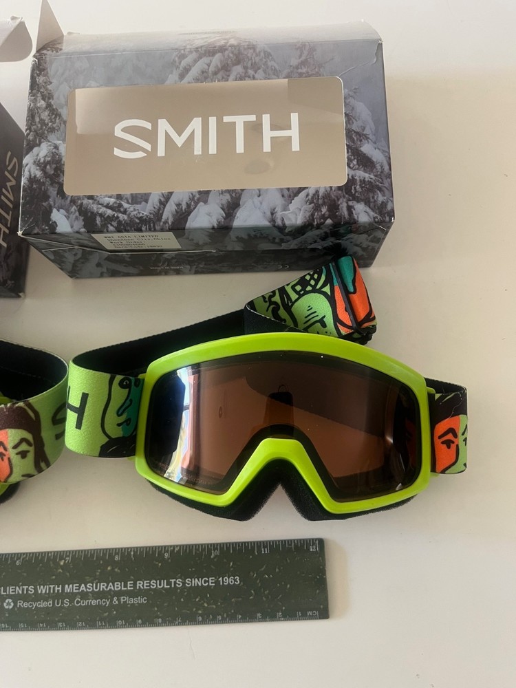 Two Smith Rascal Lime Green Youth Goggles RC36 Flash Faces in Boxes