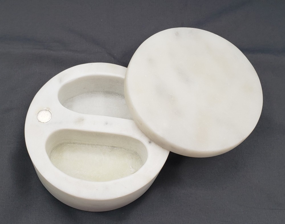 Pottery Barn White Marble Divided Salt Cellar