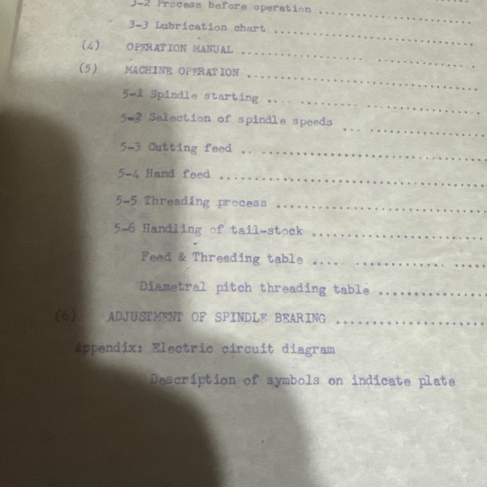 Instruction For Precision Engine Lathe Model Cl-40 Cl-60 Machine No.3035