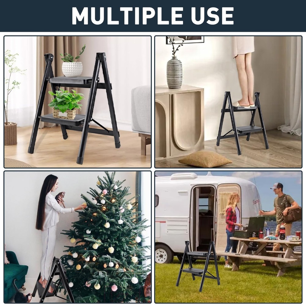 2-Step Ladder, Folding Step Stool for Kitchen/Closet/Garage, Sturdy & Lightwe...
