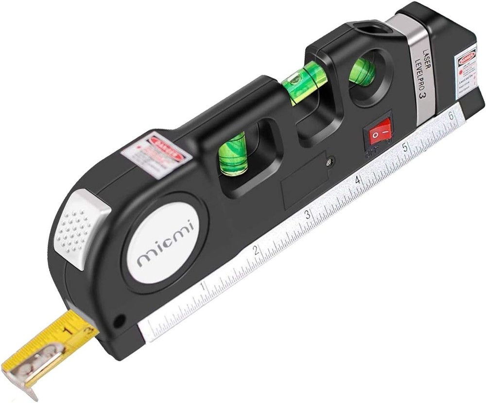User-Friendly Laser Level Ruler with 8ft Measuring Tape - Portable Precision