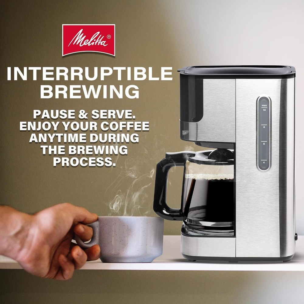 Melitta Aroma Tocco Glass Automatic and Programmable 10-Cup Drip Coffee Maker