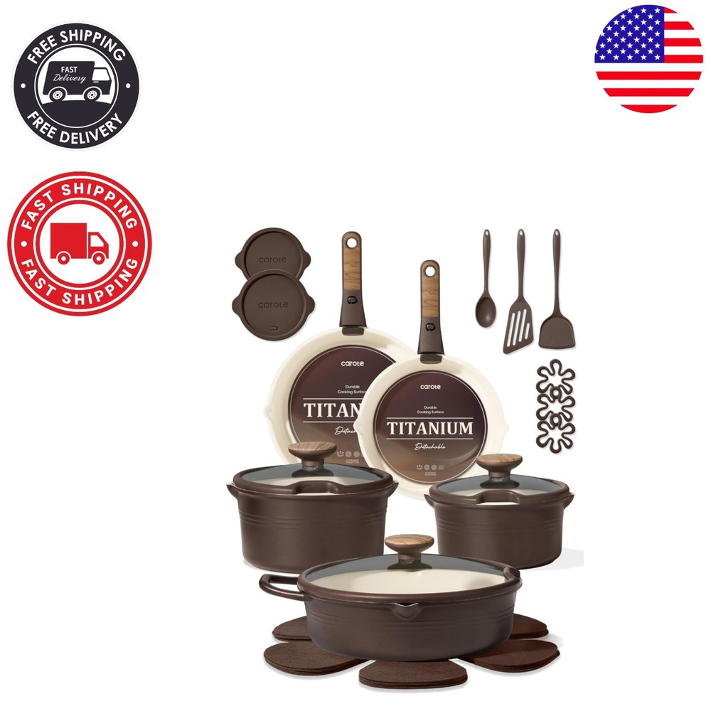 22-Piece Space-Saving Titanium Cookware Set - Effortless Cleanup & Versatile
