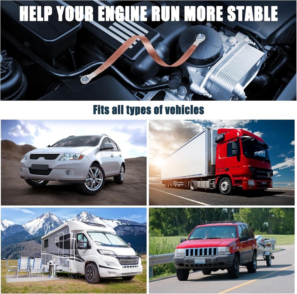 Versatile Copper Ground Strap Kit - 8 Durable Straps for Any Vehicle Application