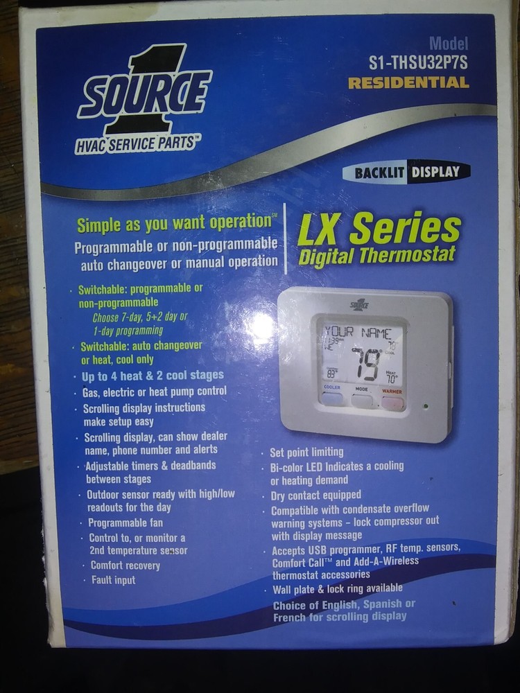 SOURCE-1 S1-THSU32P7S 4 HEAT/2 COOL PROGRAMMABLE DIGITAL THERMOSTAT