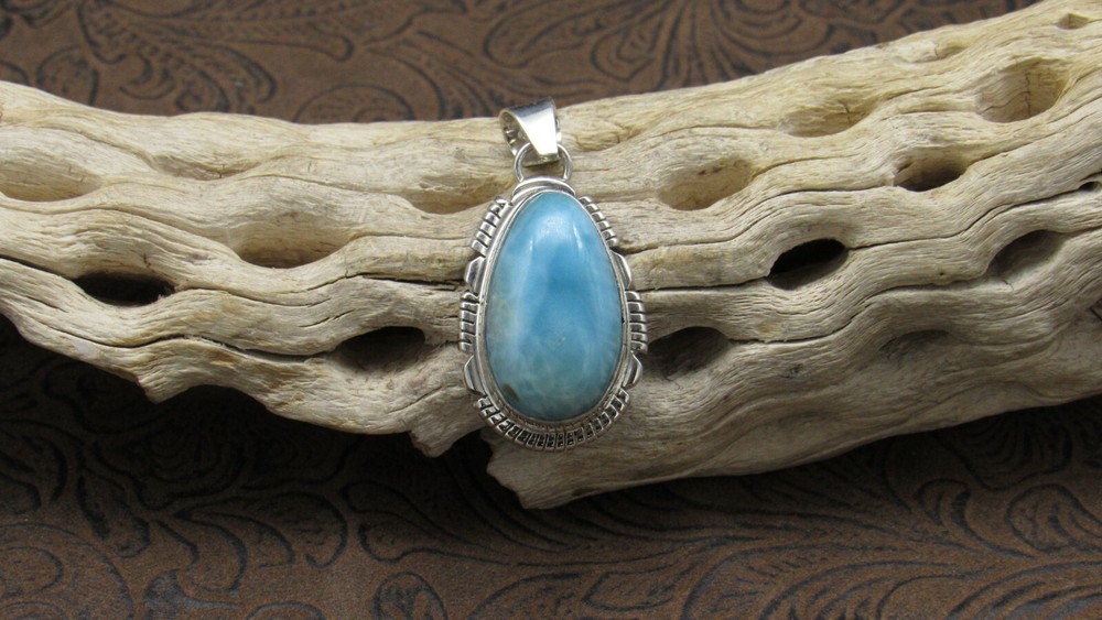 *Teardrop Larimar Sterling Silver Pendant