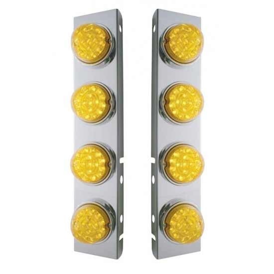 Front Air Cleaner Light Panel W/ 8 Dual Function Amber LED Amber Lens-Peterbilt