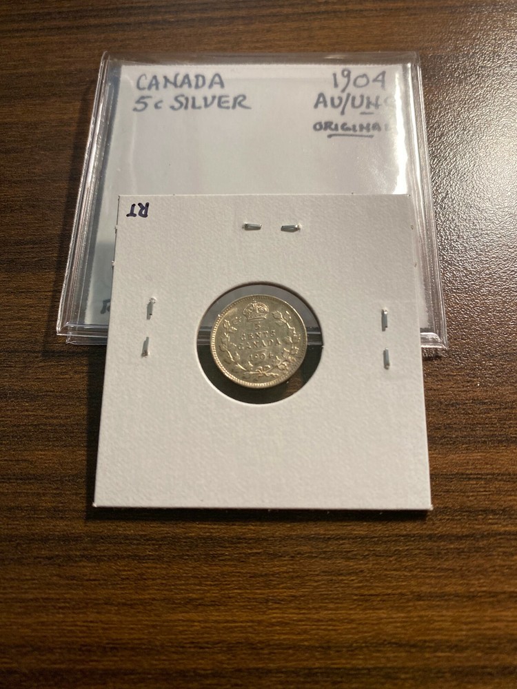 1904 CANADA 5C FIVE CENT SILVER EDWARDVS VII ALMOST UNCIRCULATED/UNCIRCULATED